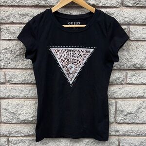 GUESS Black Leopard Print Women's Tee